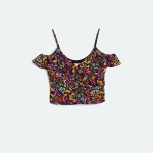 Lost + Wander Multicolor Floral Cold Shoulder Blouse